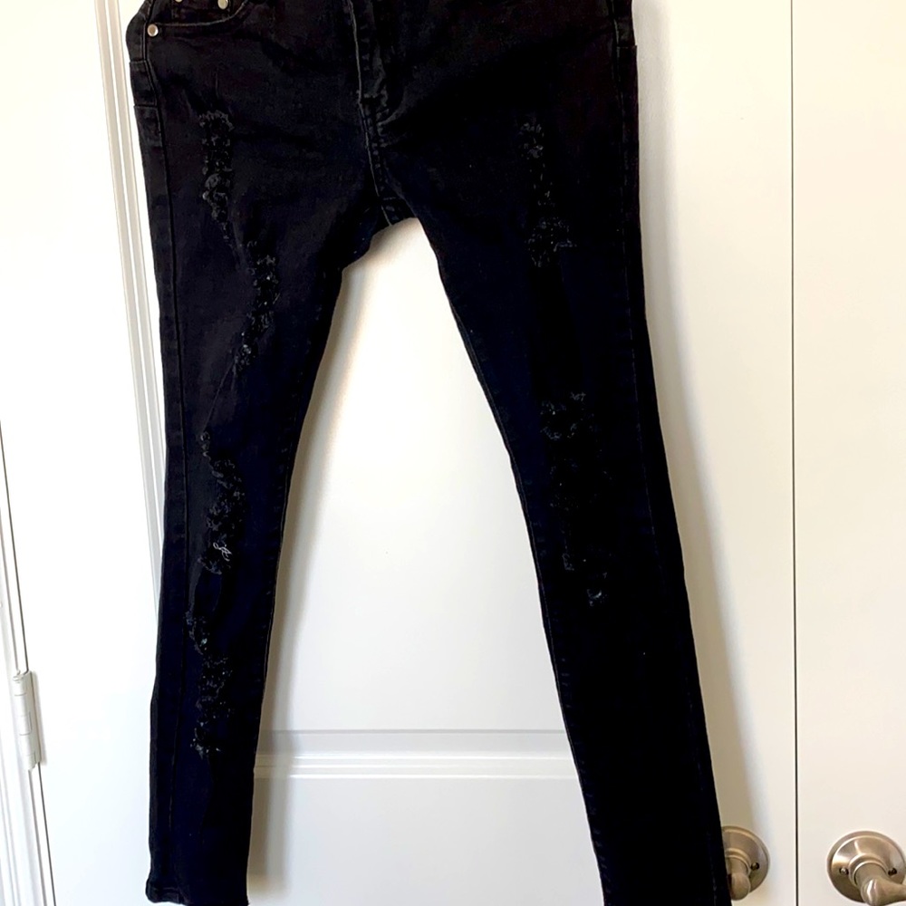 Black Destroyed Jeans-Size 3/4
